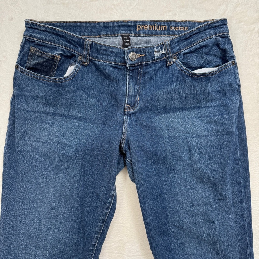 Gap Jeans Women 14/32R Dark Blue Premium Bootcut Mid Rise Stretch Denim Pants - Picture 2 of 13